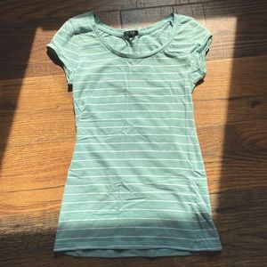 Women’s Turquoise & White Striped T-shirt